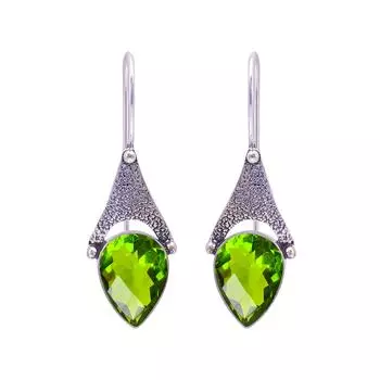 Peridot 925 Sterling Silver Earring V9639, Green Earring, Pear Earring, Valentin s Day Gift, Gift For Her, Birthday Gift, Handmade Jewelry, Silver Jew