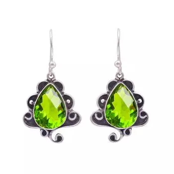 Peridot 925 Sterling Silver Earring V9799, Green Earring, Pear Earring, Valentin s Day Gift, Gift For Her, Birthday Gift, Handmade Jewelry, Silver Jew