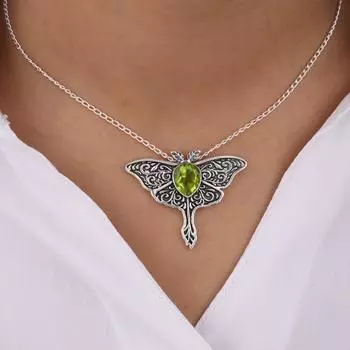 Перидот Драгоценный Камень 925 Стерлинговое Серебро Ювелирные Изделия Окисленный Подвеска 1,2 Для Женщин Подарок CP-31-10