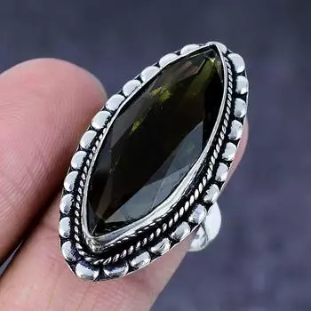 Перидот драгоценный камень ручной работы 925 пробы стерлингового серебра подарочное ювелирное кольцо размер 8.5 Y9I12