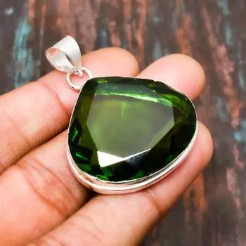 Перидот, драгоценный камень, стерлинговое серебро 925 пробы, замечательный ювелирный кулон ручной работы 1.70 Inches