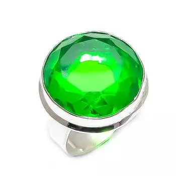 Peridot Ethnic 925 Sterling Silver Jewelry Ring Size 9 g5o48