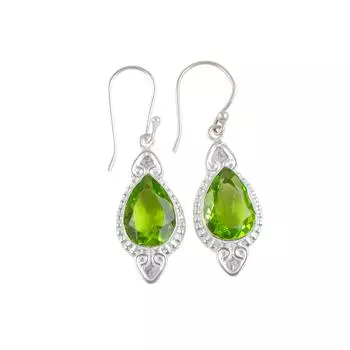 Peridot Gemstone 925 Solid Silver Jewelry Handmade Drop/Dangle Earrings 1.80 EE-42-4