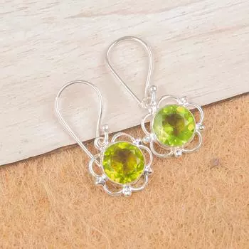 Peridot Gemstone 925 Sterling Silver Gift Jewelry Handmade Earrings1.40 For Her EE-56-4