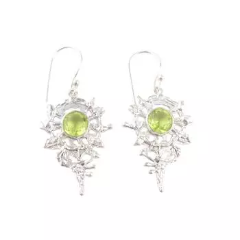 Peridot Gemstone 925 Sterling Silver Handcrafted Jewelry Partywear Earrings 2.2 CE-16-3
