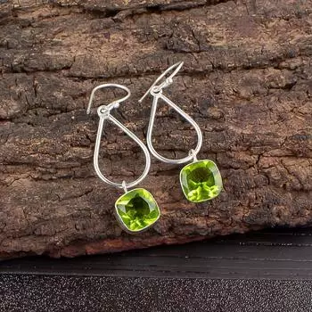 Peridot Gemstone 925 Sterling Silver Handmade Jewelry Designer Earrings 1.90 EE-7-5