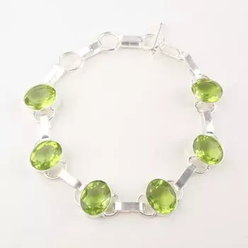 Peridot Gemstone 925 Sterling Silver Jewelry Bracelet 9 For Anniversary Gift RB-6-8