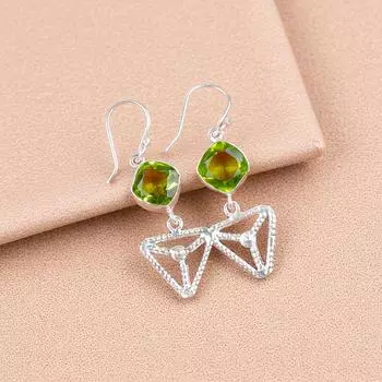 Peridot Gemstone 925 Sterling Silver Jewelry Handcrafted Earrings 2.00 For Her EE-45-5
