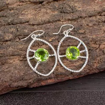 Peridot Gemstone 925 Sterling Silver Jewelry Handmade Earrings 2.00 For Women EE-52-4