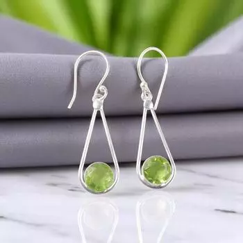 Peridot Gemstone 925 Sterling Silver Jewelry Handmade Drop/Dangle Earrings 1.76 EE-126-3