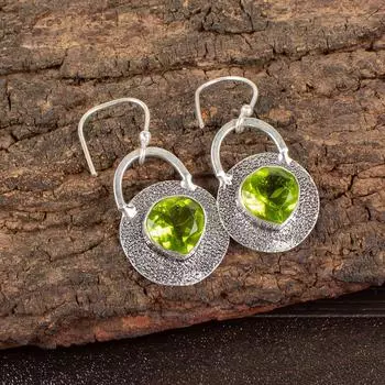 Peridot Gemstone 925 Sterling Silver Jewelry Handmade Earrings1.30 Gift For Her EE-63-8