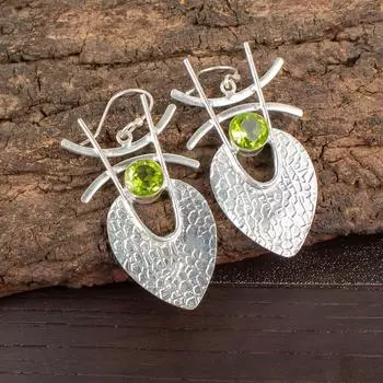 Peridot Gemstone 925 Sterling Silver Jewelry Handmade Drop/Dangle Earrings 1.78 EE-64-7