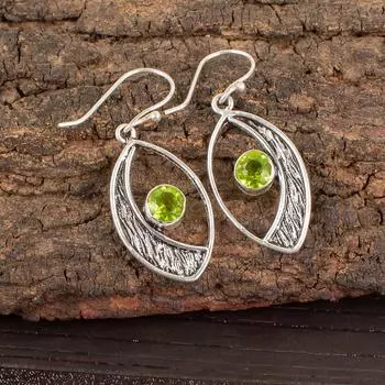 Peridot Gemstone 925 Sterling Silver Jewelry Handmade Drop/Dangle Earrings 1.60 EE-61-1