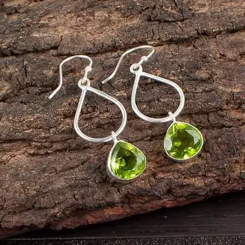 Peridot Gemstone 925 Sterling Silver Jewelry Handmade Drop/Dangle Earrings 1.90 EE-19-8