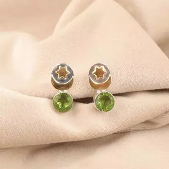 Peridot Gemstone 925 Sterling silver Jewelry Handmade Women Studs Earrings 0.8 EE-141-4