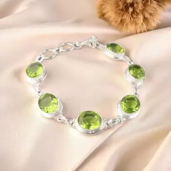 Peridot Gemstone 925 Sterling Silver Jewelry Handmade Bracelet 8.5 Gift For Mom RB-3-9