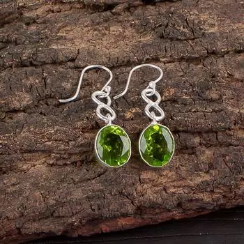 Peridot Gemstone 925 Sterling Silver Jewelry Handmade Women Earrings 1.60 Gift EE-12-1