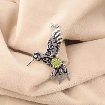 Peridot Gemstone 925 Sterling Silver Jewelry Hummingbird Pendant 1.8 For Gift CP-20-2