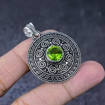 Peridot Gemstone Handmade 925 Sterling Silver Gift Jewelry Pendant 1.75 J3d61