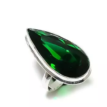 Peridot Gemstone Handmade 925 Sterling Silver Gift Jewelry Ring Size 7 o0N23