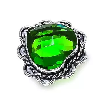Peridot Gemstone Handmade 925 Sterling Silver Gift Jewelry Ring Size 8 f9E65