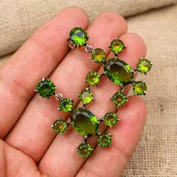 Peridot Gemstone Handmade 925 Sterling Silver Jewelry Earring Gift For Wedding