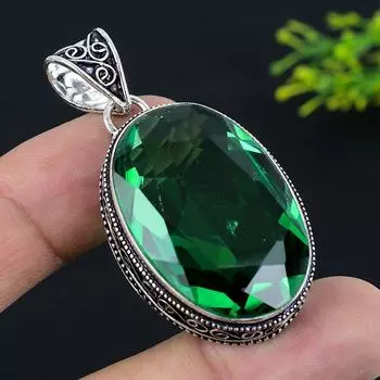 Peridot Gemstone Handmade 925 Sterling Silver Jewelry Pendant 2.13 Q1n72