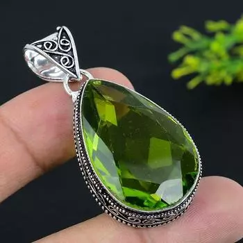 Peridot Gemstone Handmade 925 Sterling Silver Jewelry Pendant 2.09 O1Z52