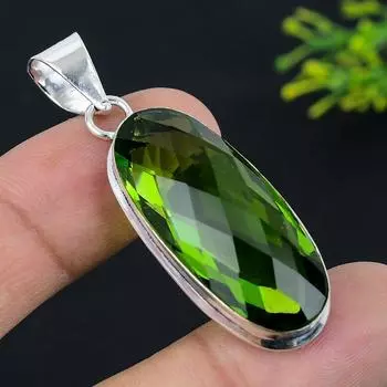 Peridot Gemstone Handmade 925 Sterling Silver Jewelry Pendant 2.13 Z8B84