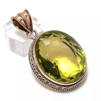 Peridot Gemstone Handmade Copper Jewelry Pendant 1.97 m9Y27