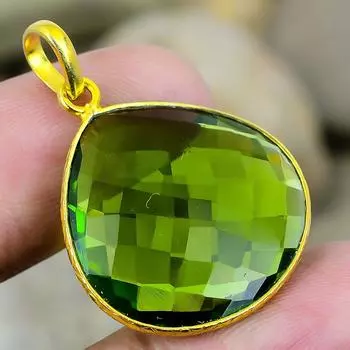 Peridot Gemstone (Simulated) Solid 925 Sterling Silver Pendant 1.48 SP7367-50