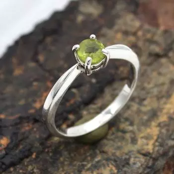 Peridot Gemstone Заявление Кольцо Ювелирные Изделия Стерлингового Серебра 925 Твердое Кольцо Для Рождественского Подарка 6 серебряный