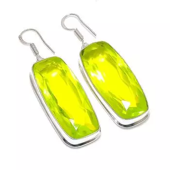 Peridot Handmade 925 Sterling Silver Jewelry Earring 2.36 n4F12