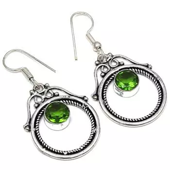Перидот кварц драгоценный камень ручной работы подарок для нее серебряные ювелирные серьги 2