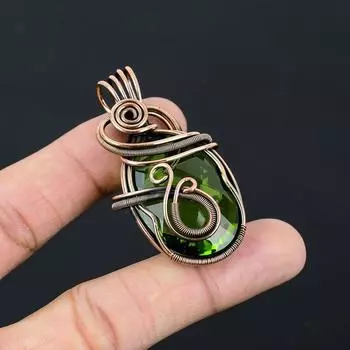 Peridot Pendant Copper Wire Wrapped Pendant Peridot Gemstone Pendant Copper Jewelry Handmade Pendant Peridot Jewelry Gift For Her Mother зелёный
