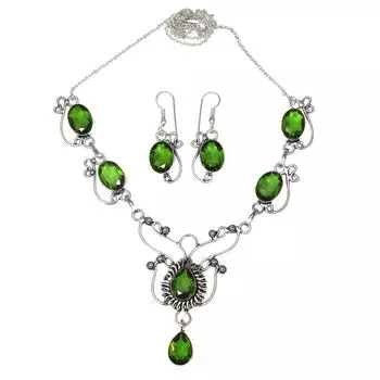 Перидот кварц драгоценный камень подарок на день рождения ювелирные изделия ожерелье и серьги 18-20