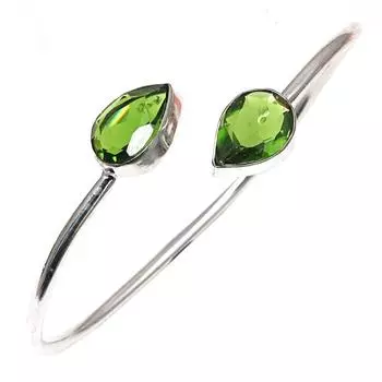 Peridot Quartz Gemstone Handmade Silver Jewelry Cuff Bracelets 7 Adjustable