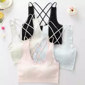 Период развития подростков, старшеклассники, хлопковый жилет, топ для девочек младших классов, нижнее белье, небольшой бюстгальтер на груди, студенческий бюстгальтер One Size белый