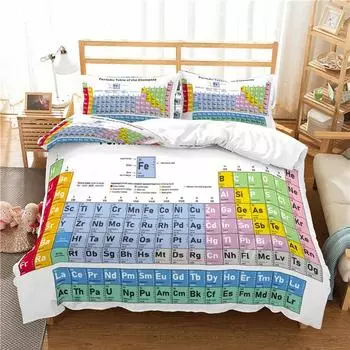 Periodic Table of Elements Duvet Cover Science Bedding Set Microfiber Chemistry Lovers Learning Image for Kids Teens Adult Decor 218x177cm 86x70in