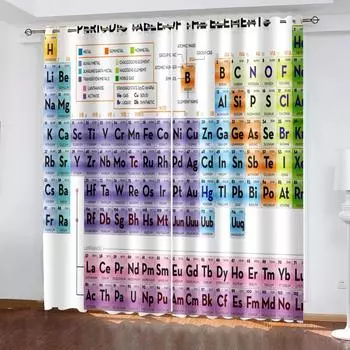 Периодическая таблица элементов Красочные оконные шторы в детской спальне Гостиная Холл Декорации Кухни Шторы Жалюзи W50 X H130(CM)X2&Hook
