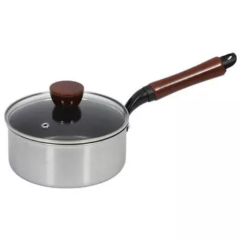 Перламутровая металлическая кастрюля One Hand 16 см со стеклянной крышкой, совместимая с IH, двухслойная сталь с алмазным покрытием, легкая, прочная, для быстрого приготовления HC-207 серебряный