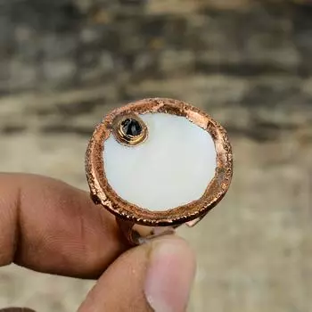 Перламутровое кольцо Ювелирные изделия из медной гальванопластики Кольцо из черного оникса Регулируемые кольца Ювелирные изделия из драгоценных камней Кольцо из гальванизированной меди Кольцо ручной работы