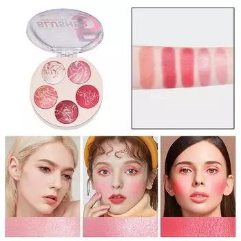 Перламутровые румяна для лица, пудра-хайлайтер, контурная пудра, компактный хайлайтер с блестками, матовые тени для век, запеченная пудра, 5 цветов, палитра румян, принадлежности для макияжа 1#