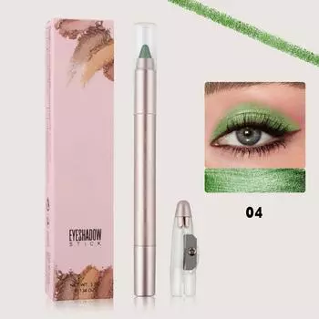 Перламутровые тени для век Карандаш для век Красочные блестящие тени для век с точилкой для карандашей Долговечные водостойкие и не размазывающиеся перламутровые тени для век One Size зелёный