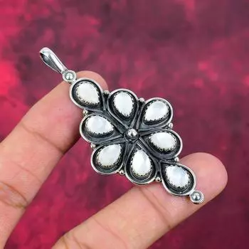 Перламутровый кулон, 925 пробы кулон из цельного серебра, ювелирные изделия ручной работы с драгоценными камнями, подарки для жены, абсолютно новый кулон 3.03 Inches белый