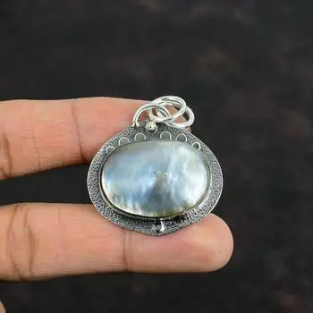 Перламутровый кулон с драгоценным камнем, ювелирное изделие ручной работы, 925 пробы, серебряный кулон, абсолютно новый кулон, перламутровое ювелирное изделие, подарок для нее