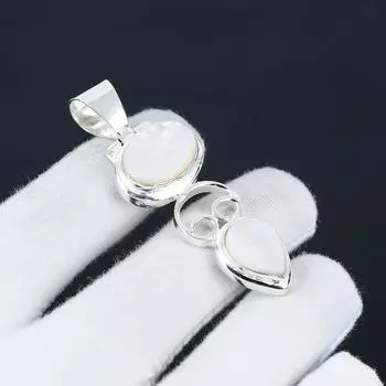 Перламутровый кулон, ювелирное изделие ручной работы, ожерелье из стерлингового серебра 925 пробы, натуральный перламутр, достойный драгоценный камень, ювелирное изделие, кулон, подарок для него 2.36 белый