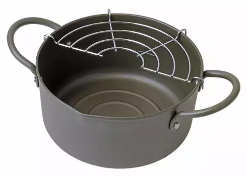 Перламутровый металлический горшок для темпура, серый, 16 см, чугунный горшок для темпура, 16 см, Kitchen Mate, двуручный, HB-4452 серый
