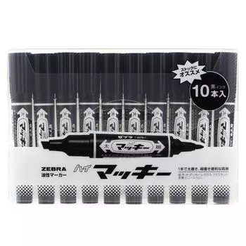 Перманентная ручка Zebra High Mackie черного цвета, 10 шт., с прозрачным чехлом MO-150-MC-BK10HC