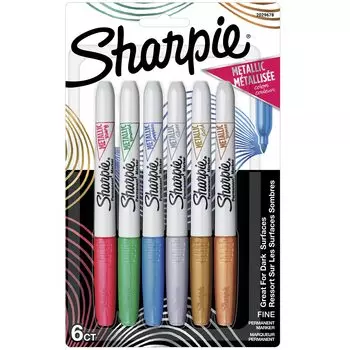 Перманентный маркер Sharpie, металлик, набор из 6 предметов F, перманентная ручка со средним наконечником 2029678 разноцветный